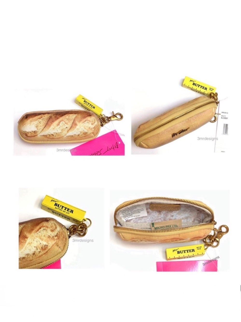 NWT BETSEY JOHNSON 💋BREAD Butter Bag Charm Coin Purse/Small Wallet